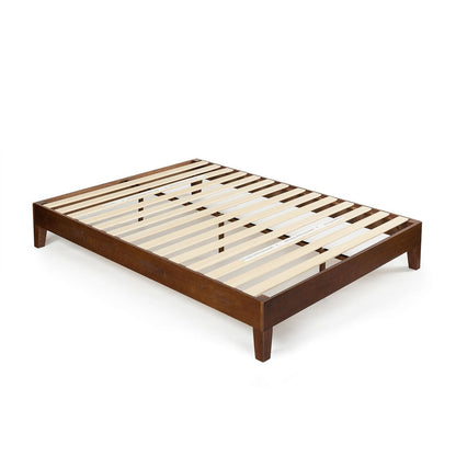 Base de cama King size de perfil bajo de madera maciza con acabado espresso