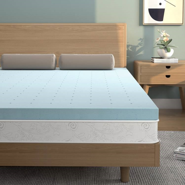 Cubrecolchón King Size de espuma viscoelástica de gel suave de 4 pulgadas de grosor en azul claro