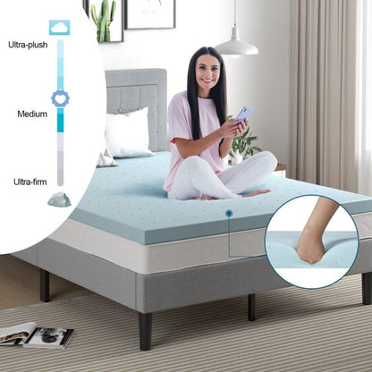 Cubrecolchón King Size de espuma viscoelástica de gel suave de 4 pulgadas de grosor en azul claro