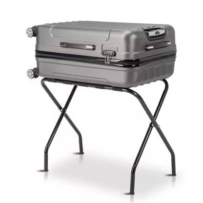 Soporte plegable para maletas, de metal negro resistente