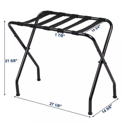 Soporte plegable para maletas, de metal negro resistente