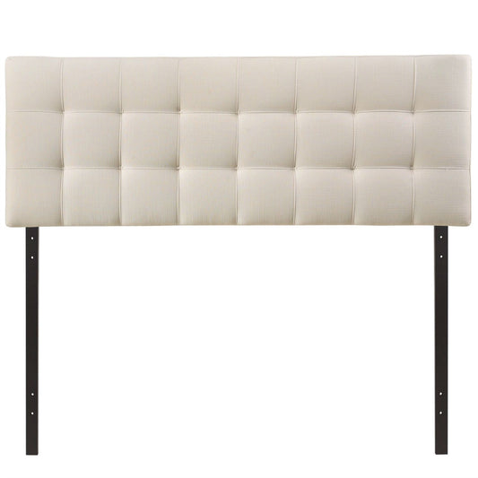 King size Off-White Ivory Fabric Button-Tufted Upholstered Headboard - Tampa Home & Garden Store