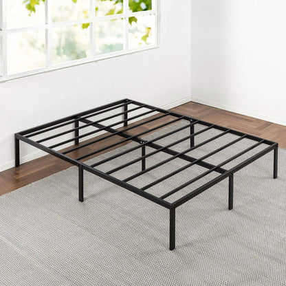 Base de cama de plataforma King size moderna de metal negro resistente
