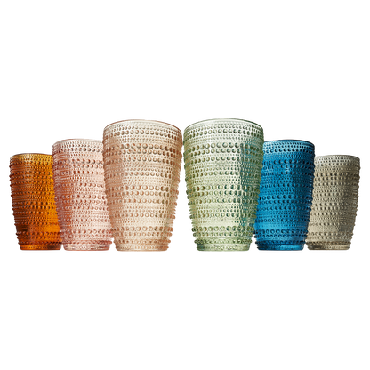 Tonal Hobnail Highball Tumblers Set of Six