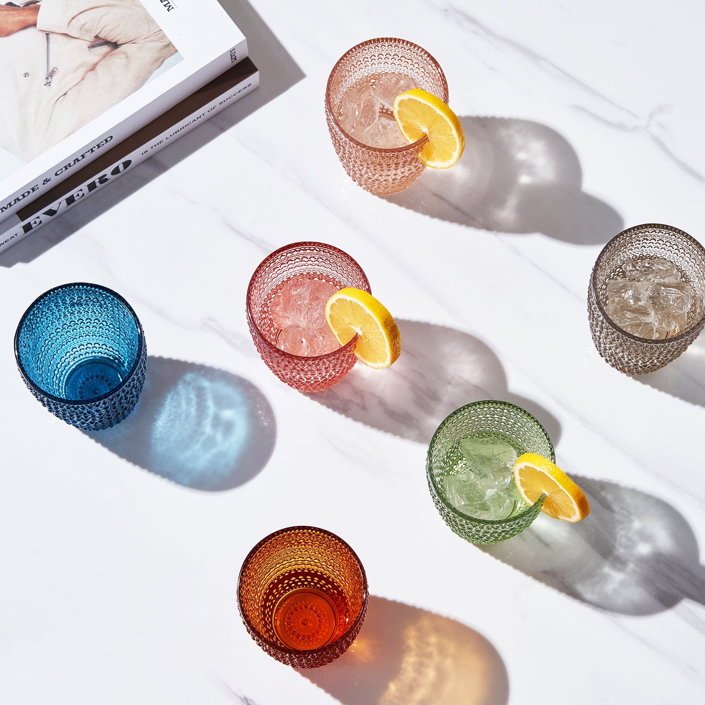 Tonal Hobnail Highball Tumblers Set of Six