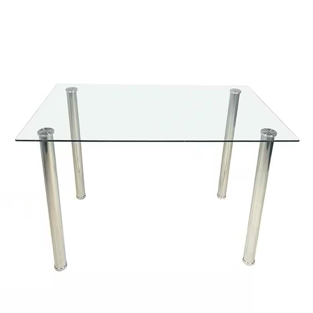 Mesa de comedor moderna con cubierta de vidrio templado de 47 x 27 pulgadas