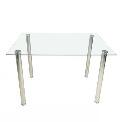 Mesa de comedor moderna con cubierta de vidrio templado de 47 x 27 pulgadas