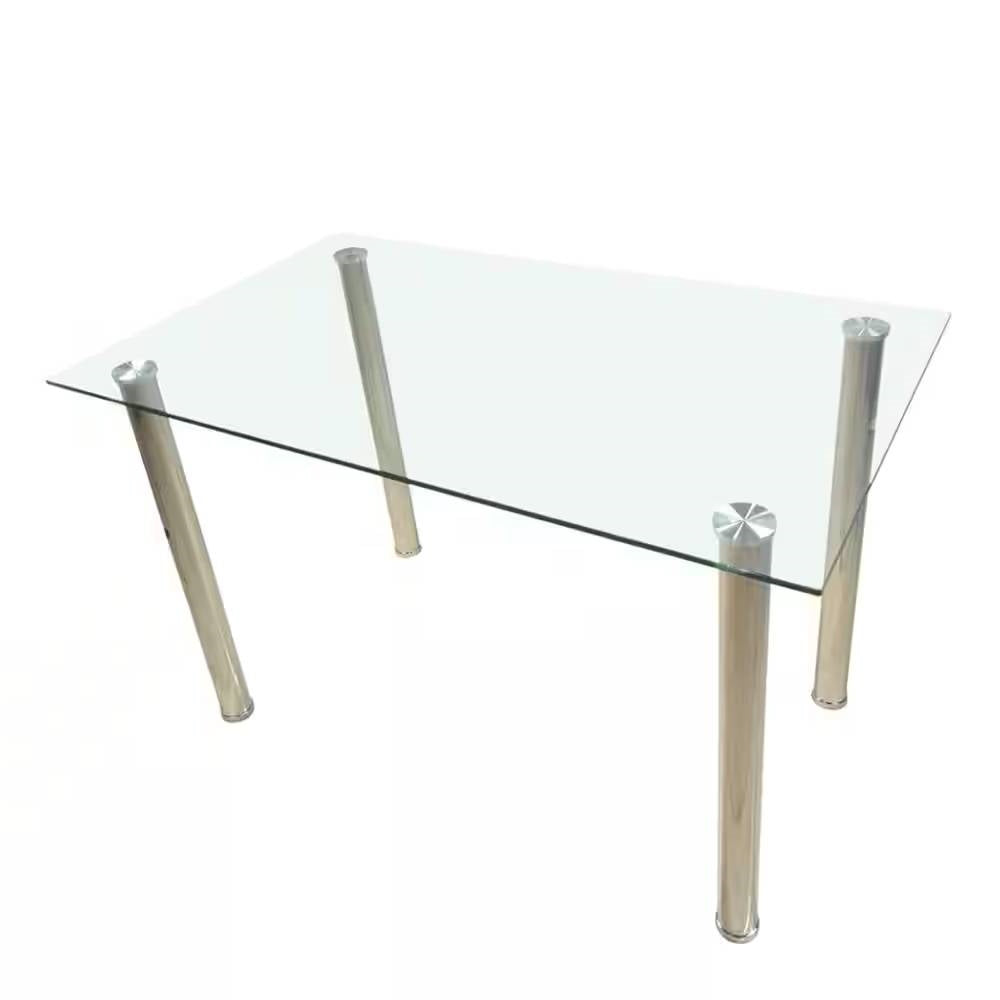 Mesa de comedor moderna con cubierta de vidrio templado de 47 x 27 pulgadas