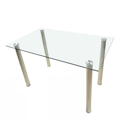 Mesa de comedor moderna con cubierta de vidrio templado de 47 x 27 pulgadas