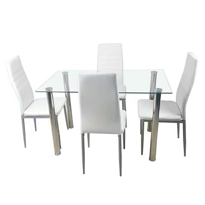 Mesa de comedor moderna con cubierta de vidrio templado de 47 x 27 pulgadas