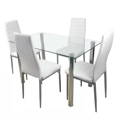 Mesa de comedor moderna con cubierta de vidrio templado de 47 x 27 pulgadas