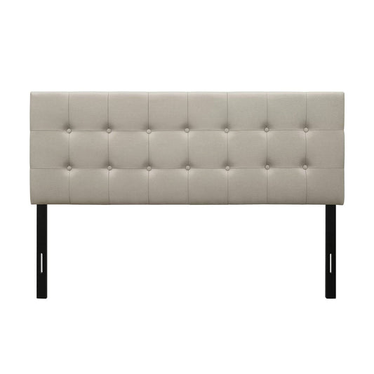 King Button-Tufted Headboard in Light Grey Beige Taupe Upholstered Fabric - Tampa Home & Garden Store