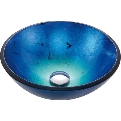 Lavabo de baño redondo de cristal templado azul