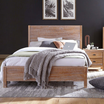 Cama Plataforma Rústica de Pino Macizo FarmHome, Tamaño King