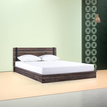 Estructura de cama de plataforma baja industrial de madera estilo rústico tamaño King