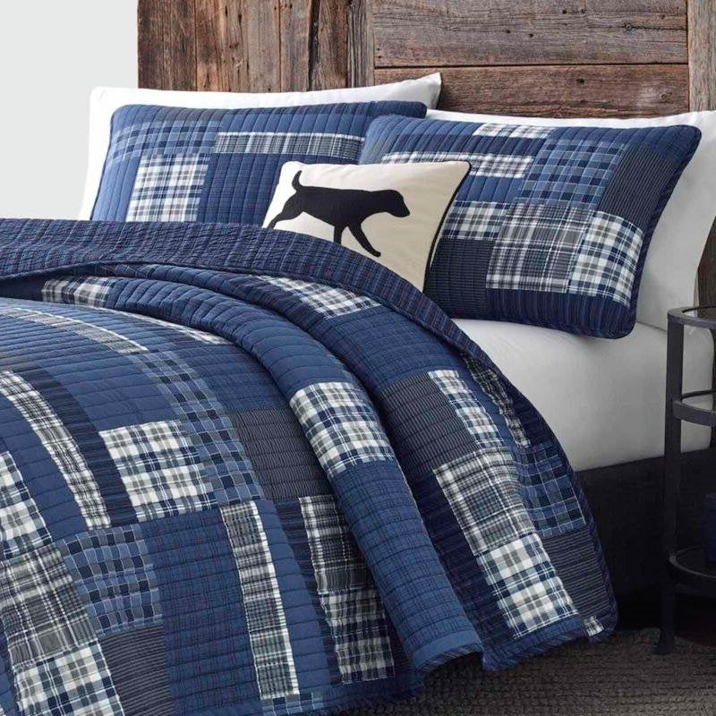 King size 100% cotton reversible blue patchwork quilt set, 3-piece with shams by HomePacific on Tampa Home & Garden Store