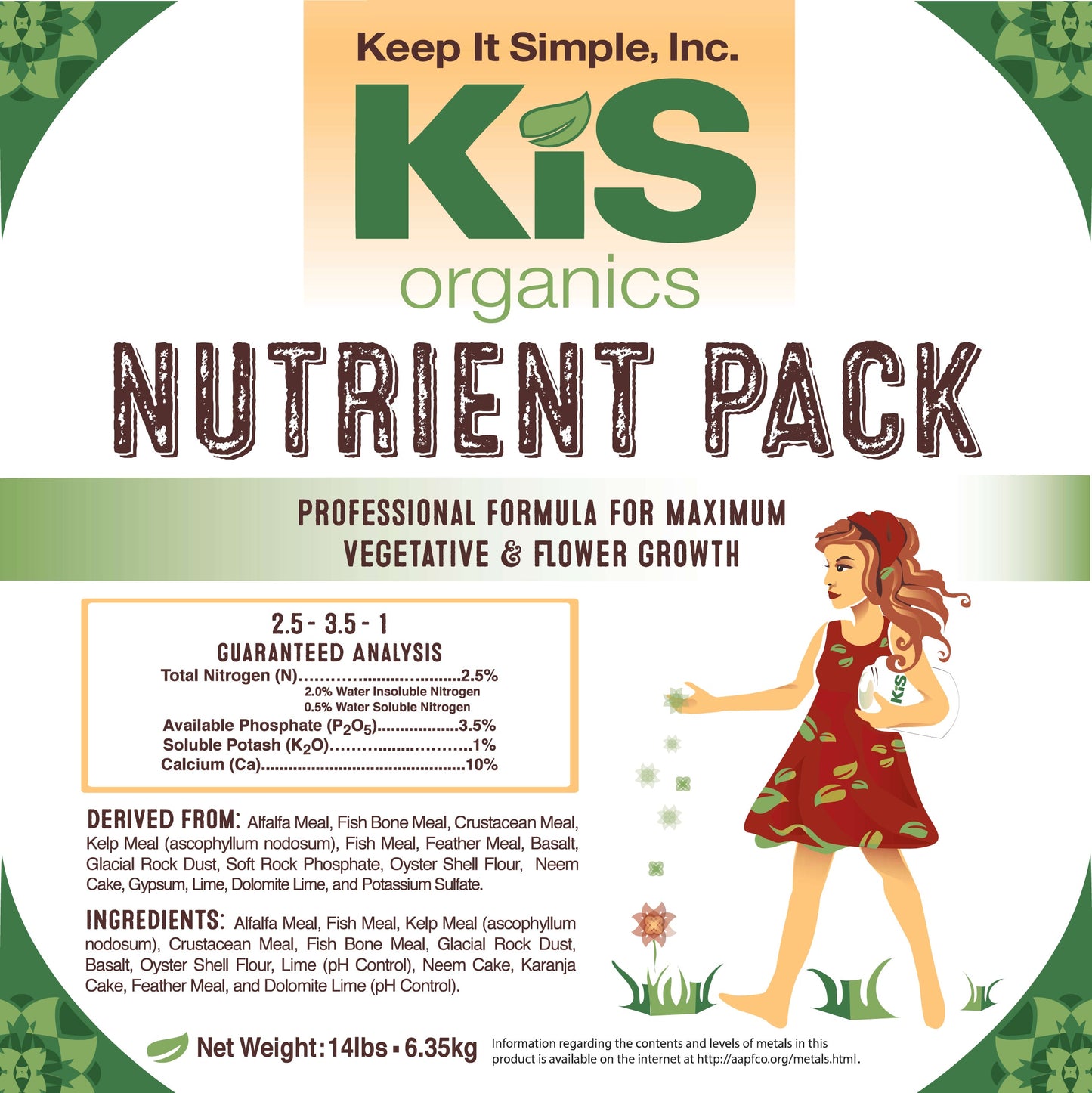 KiS Organics Nutrient Pack soil amendments & minerals packaging with large green KiS logo on Tampa Home & Garden Store