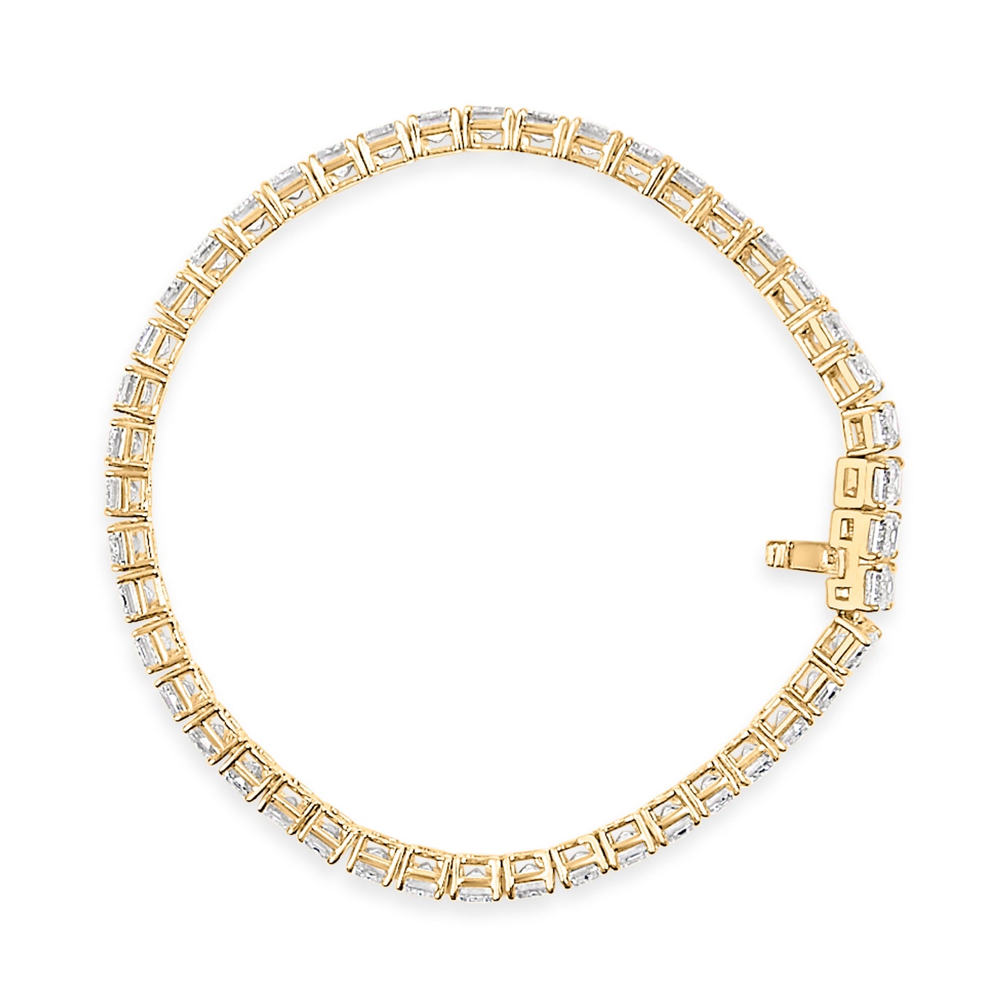 IGI-certified 14K yellow gold emerald-cut diamond tennis bracelet 18.5 ctw on Tampa Home & Garden Store