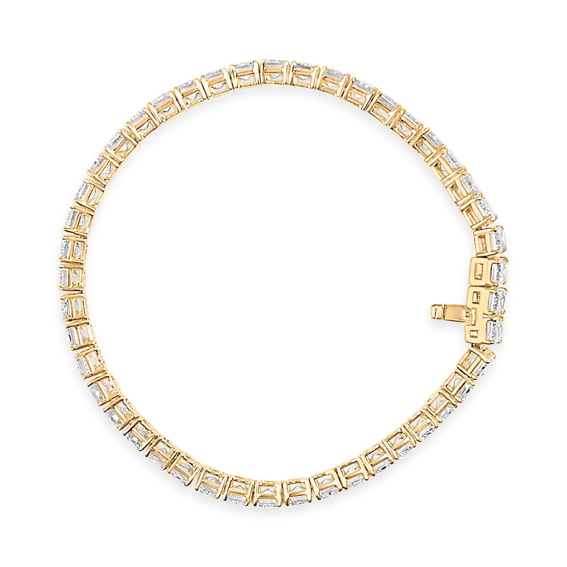 IGI-certified 14K yellow gold emerald-cut diamond tennis bracelet 18.5 ctw on Tampa Home & Garden Store