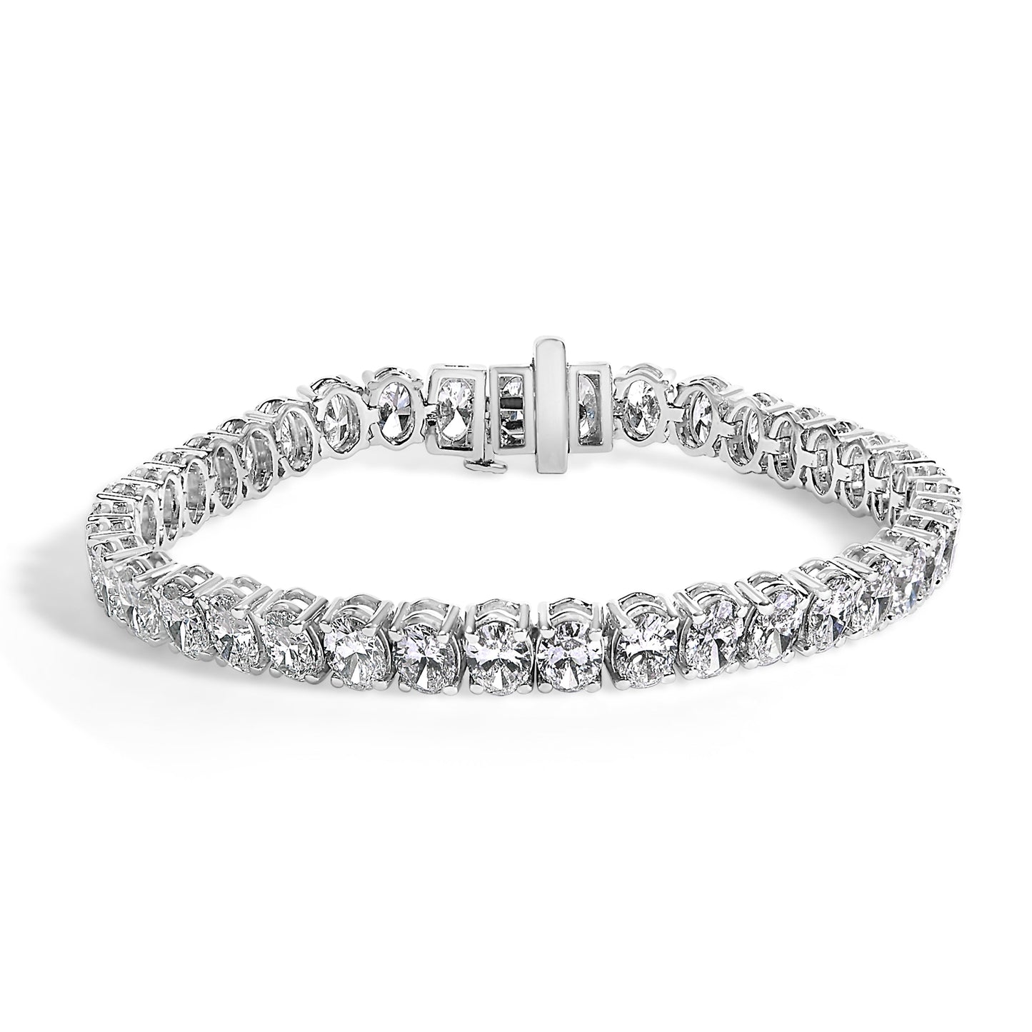 Tennis bracelet 14K white gold with 15.0 ct tw oval-cut lab-grown diamonds by Bids.com on Tampa Home & Garden Store