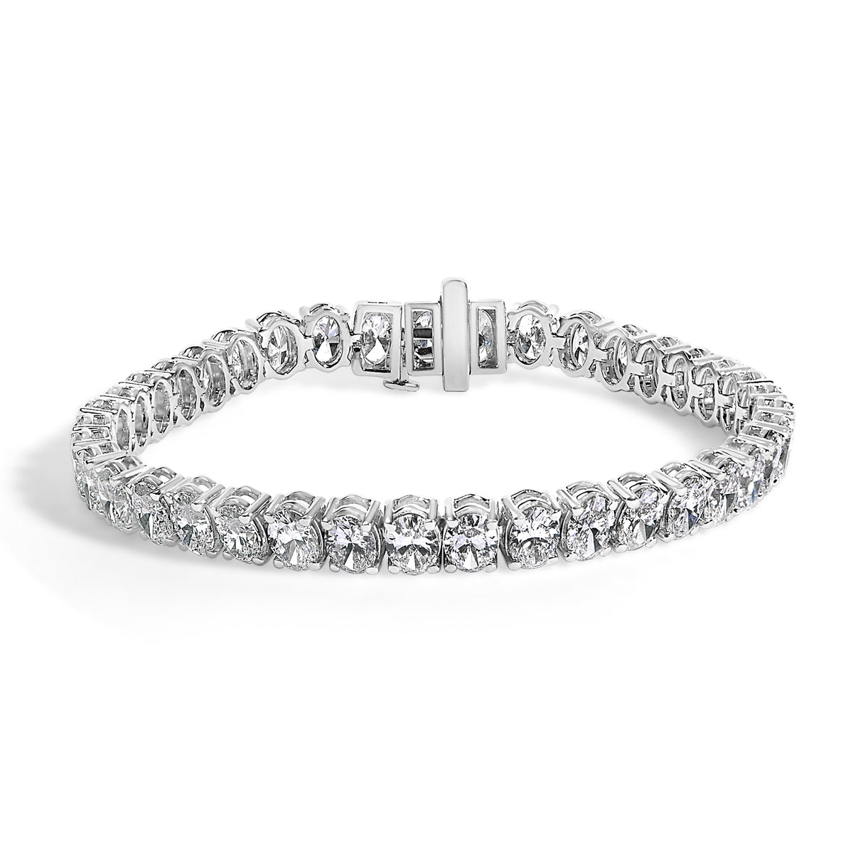 Tennis bracelet 14K white gold with 15.0 ct tw oval-cut lab-grown diamonds by Bids.com on Tampa Home & Garden Store