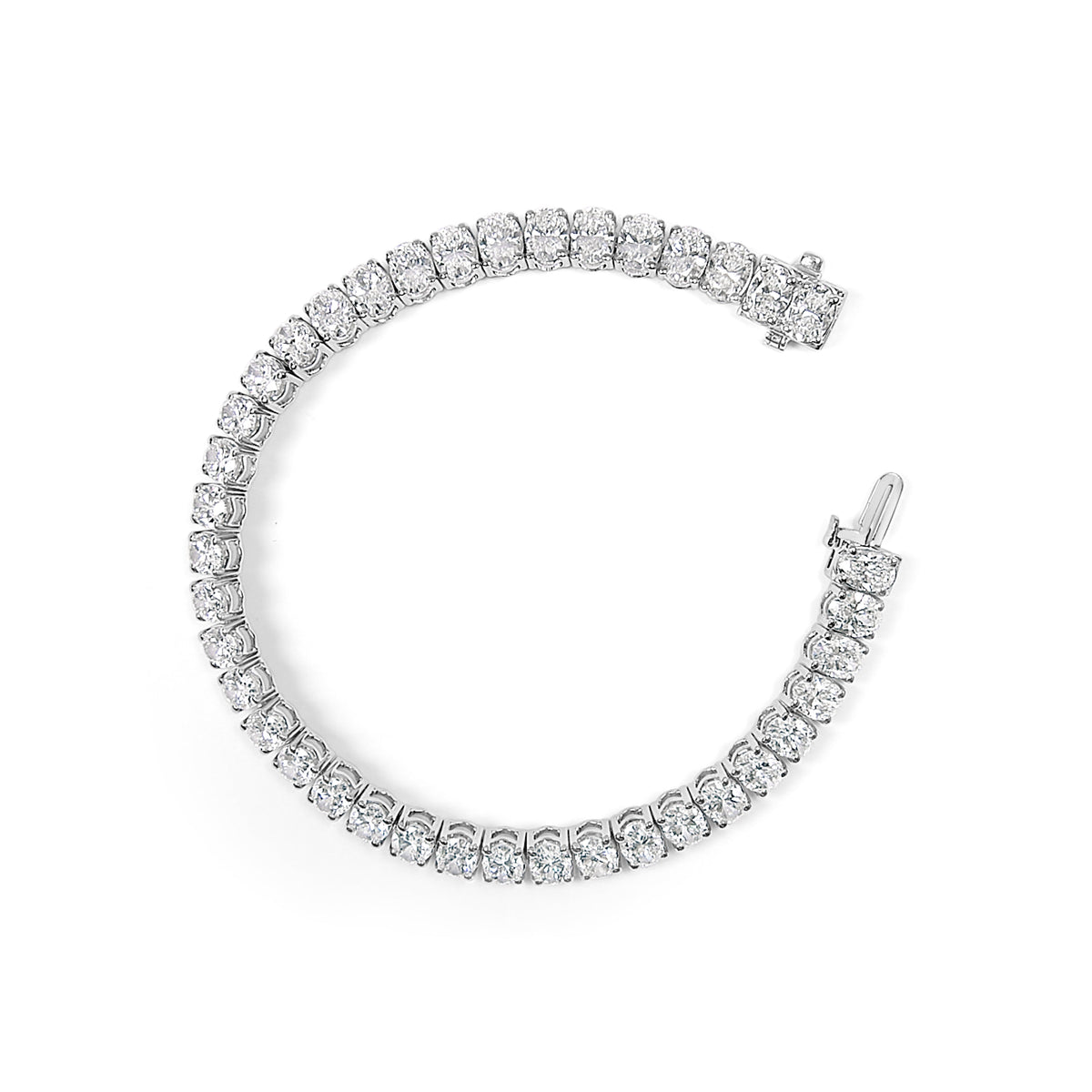 IGI-certified 14K white gold oval-cut lab-grown diamond tennis bracelet, 15.0 cttw on Tampa Home & Garden Store