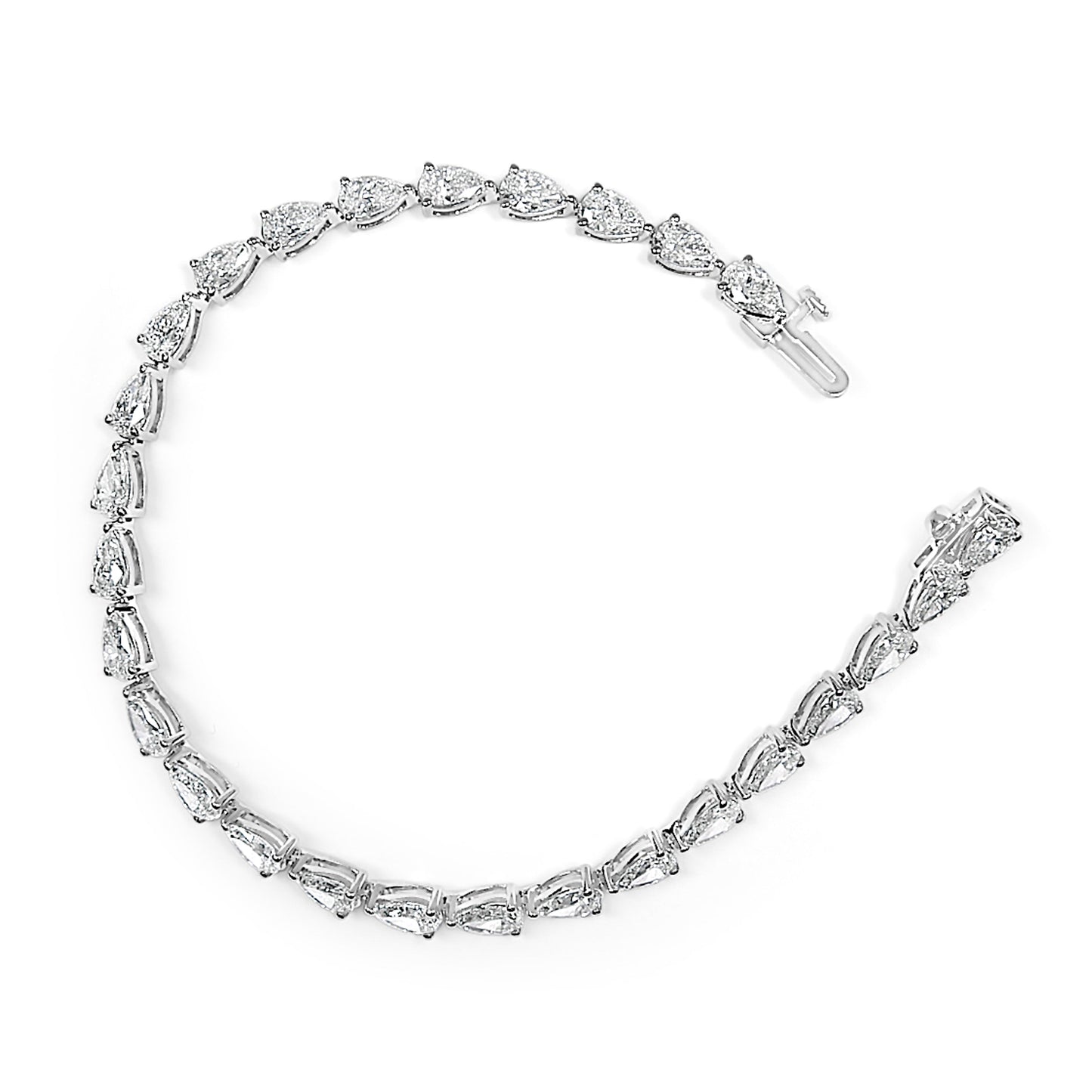 Tennis bracelet 14K white gold lab-grown pear-cut diamonds 12.0 cttw, IGI certified, Bids.com on Tampa Home & Garden Store
