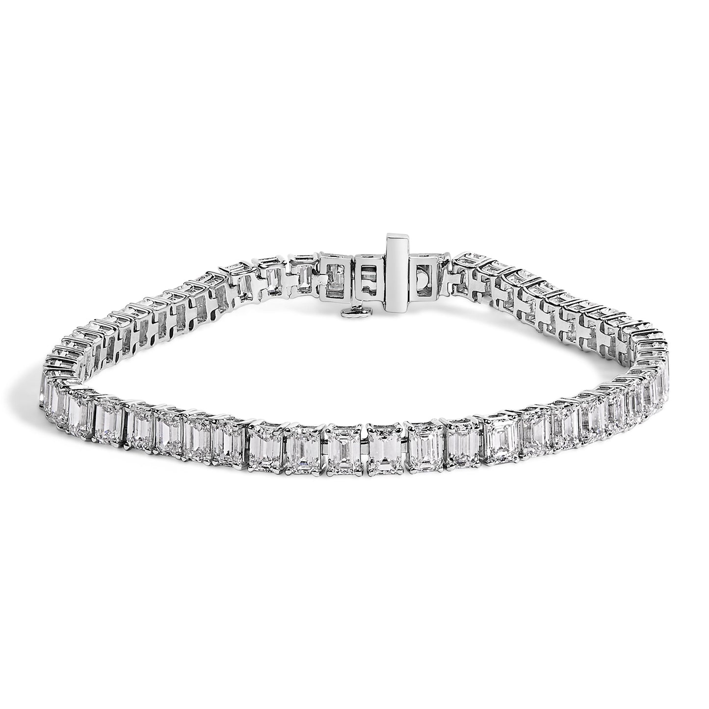 Emerald-cut lab-grown diamond tennis bracelet in 14K white gold on Tampa Home & Garden Store