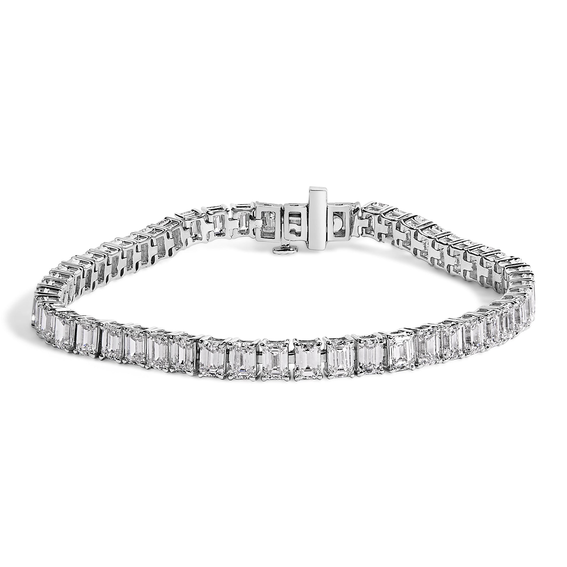 Emerald-cut lab-grown diamond tennis bracelet in 14K white gold on Tampa Home & Garden Store