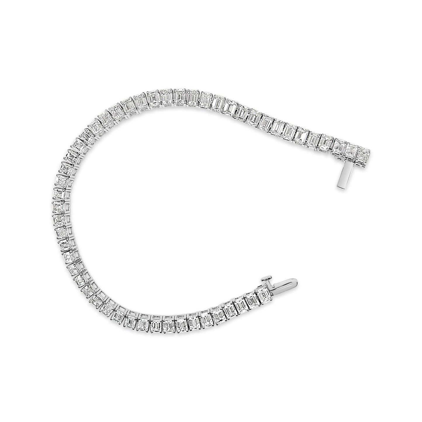 Emerald-cut lab-grown diamond tennis bracelet in 14K white gold, 10.0 Cttw, Bids.com on Tampa Home & Garden Store