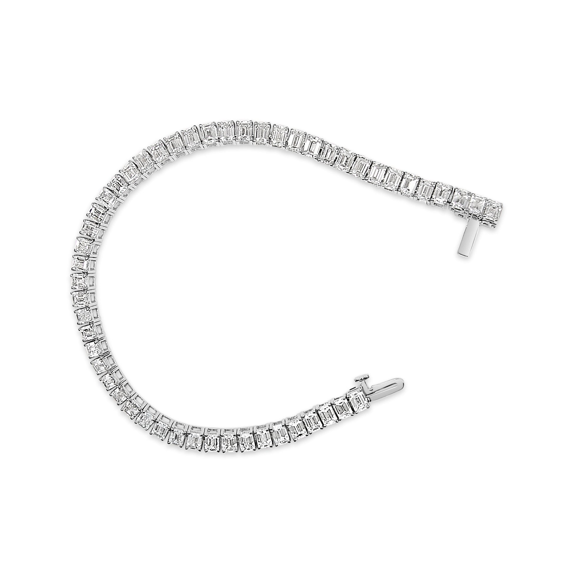 Emerald-cut lab-grown diamond tennis bracelet in 14K white gold, 10.0 Cttw, Bids.com on Tampa Home & Garden Store
