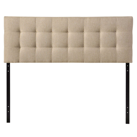 King size Beige Fabric Upholstered Mid-Century Style Headboard - Tampa Home & Garden Store