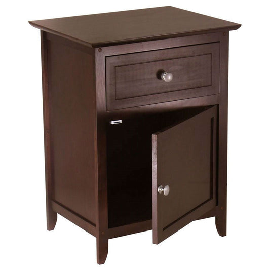 Antique Walnut Wood Finish 1-Drawer Bedroom Nightstand End Table Cabinet - Tampa Home & Garden Store
