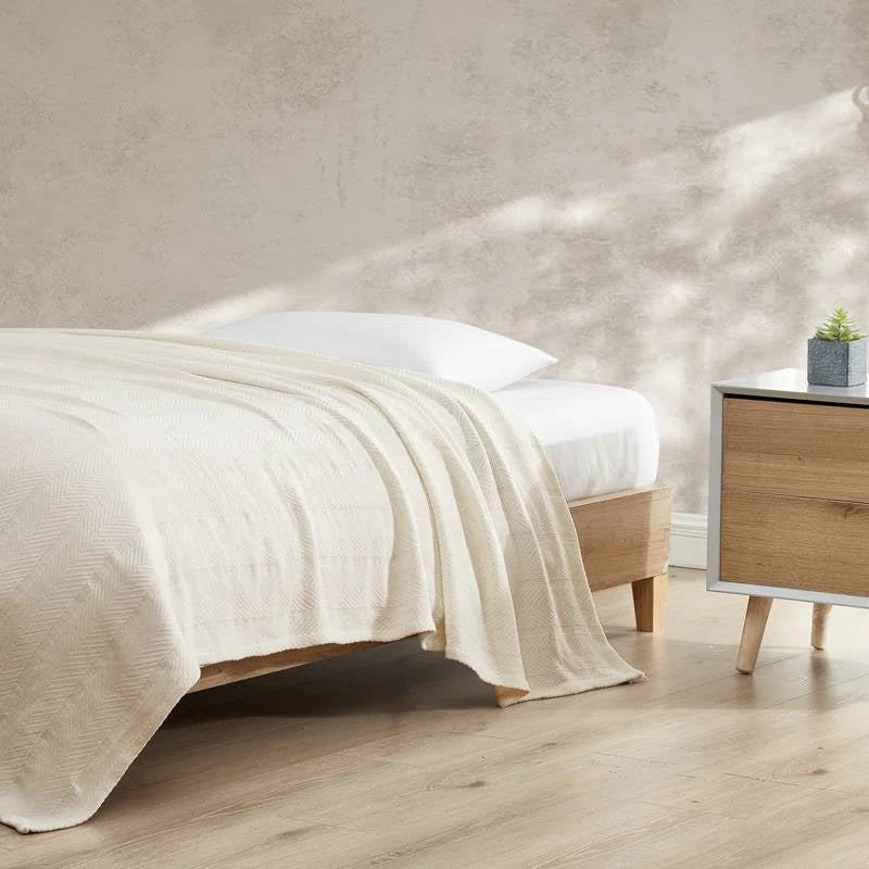Manta King Size de Algodón 100% Ligera en Color Crema Hueso - Lavable a Máquina