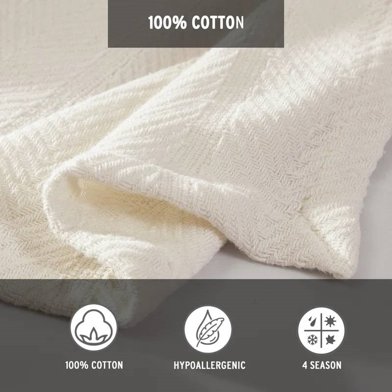 Manta King Size de Algodón 100% Ligera en Color Crema Hueso - Lavable a Máquina