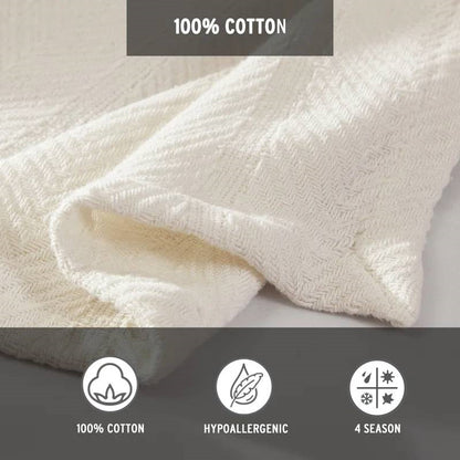 Manta King Size de Algodón 100% Ligera en Color Crema Hueso - Lavable a Máquina