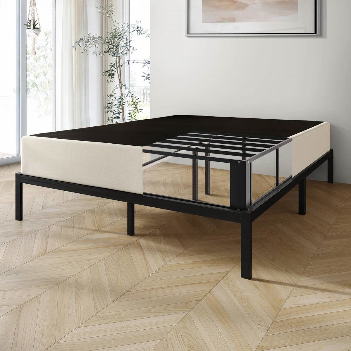 King size 7.8-inch Metal Frame Box-Spring Foundation for Mattress with Cover