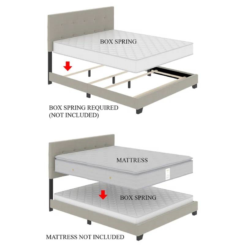 Cama con dosel de metal dorado tamaño King con cabecera tapizada con botones