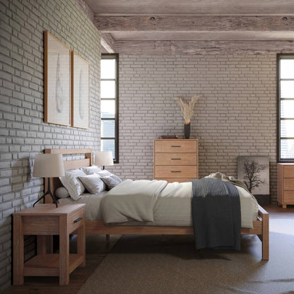 Base de cama plataforma de madera maciza estilo rústico tamaño King con cabecero y pie de cama