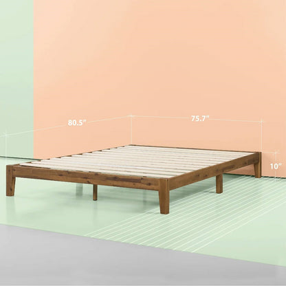 Base de cama de plataforma King Simple Moderna de Madera Maciza - Capacidad de peso de 317,5 kg