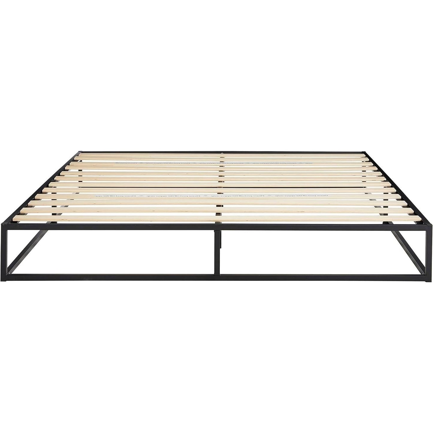 Base de cama de plataforma con somier de metal y madera, tamaño King, perfil bajo, 25 cm (10 pulgadas), moderna