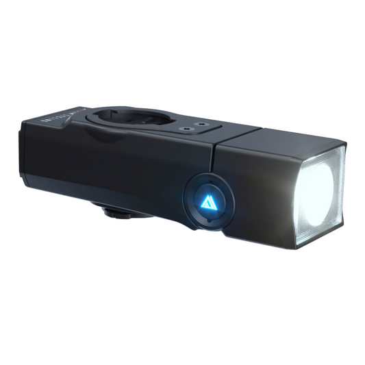 KOM Cycling Quick Release Light 1000 bicycle headlight with blue logo and mount on Tampa Home & Garden Store