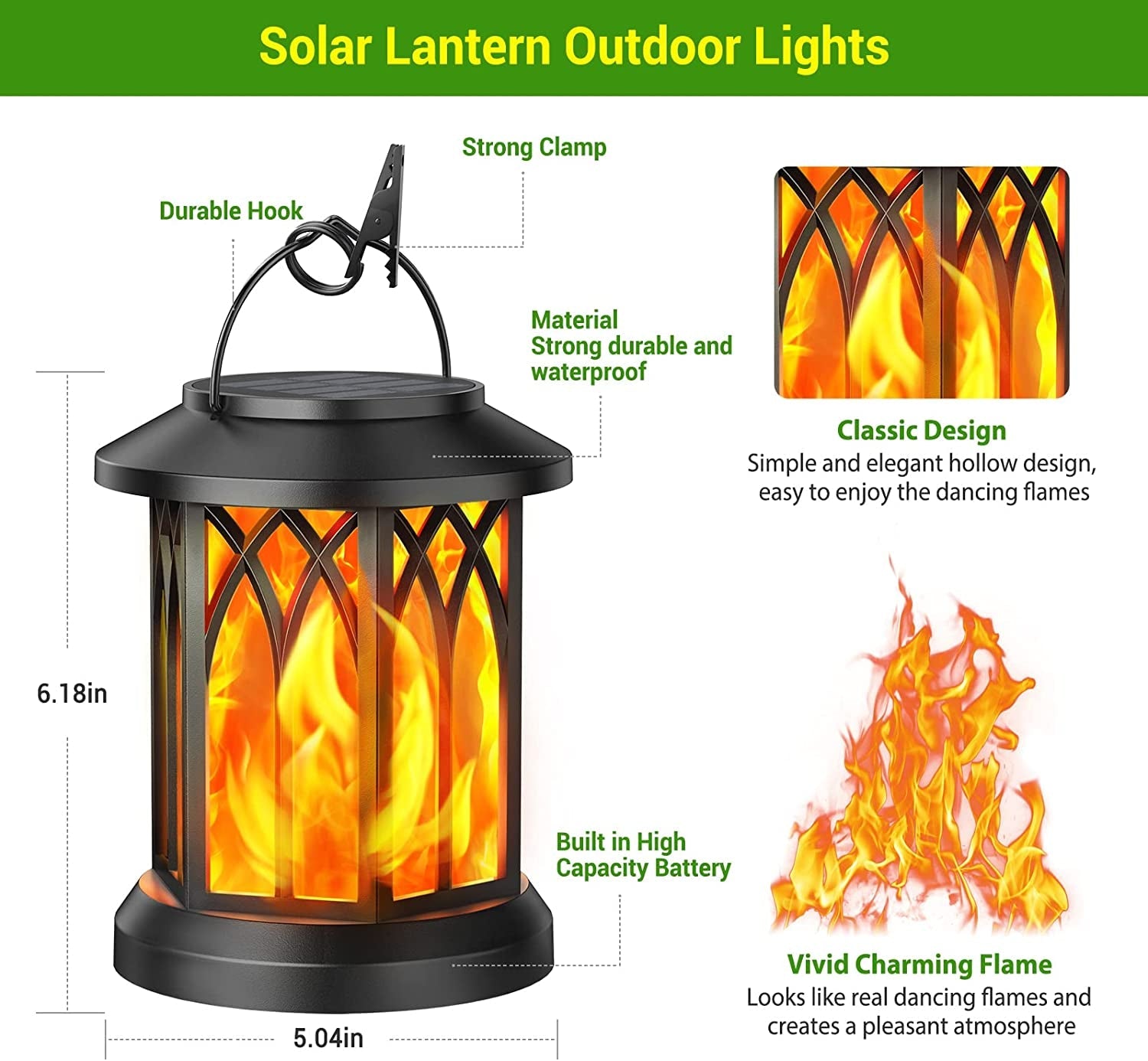 KOOPER Solar Lanterns – Vivid Dancing Flame Outdoor Lights for Garden & Patio - Tampa Home & Garden Store
