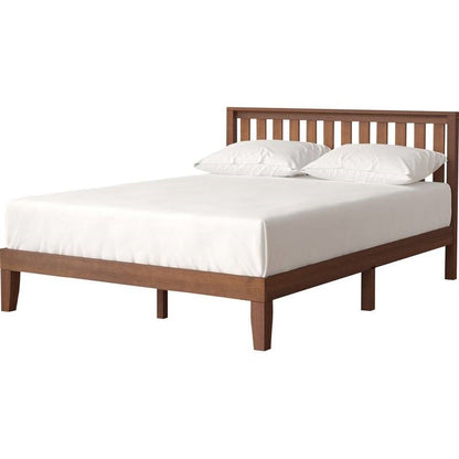 Base de cama de plataforma de madera maciza tamaño King con cabecero en acabado espresso