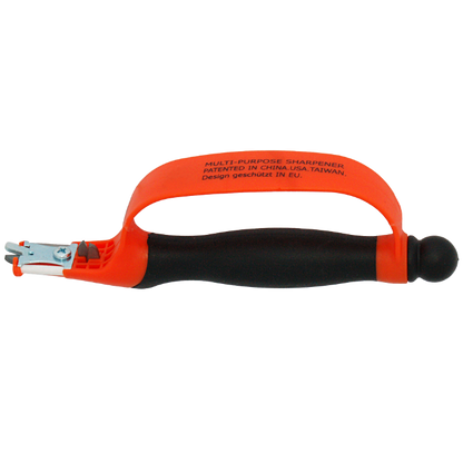Zenport 6-in-1 Multi-Sharpener orange handle with black grip and metal sharpening heads on Tampa Home & Garden Store