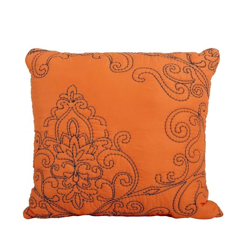 Juego de cubrecama King Size de 4 piezas con bordado damasco y diseño de nectarina y naranja