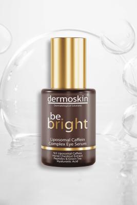 Dermoskin Be Bright Liposomal Caffein Complex Eye Serum bottle with gold cap on brown glass on Tampa Home & Garden Store