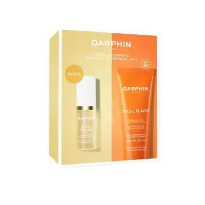 Darphin Soleil Plaisir Sunscreen and Sublime Serum 2-piece set in yellow-orange box on Tampa Home & Garden Store