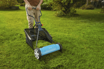 Grass Catcher Gardena lawn mower bag with blue frame and black mesh on Tampa Home & Garden Store