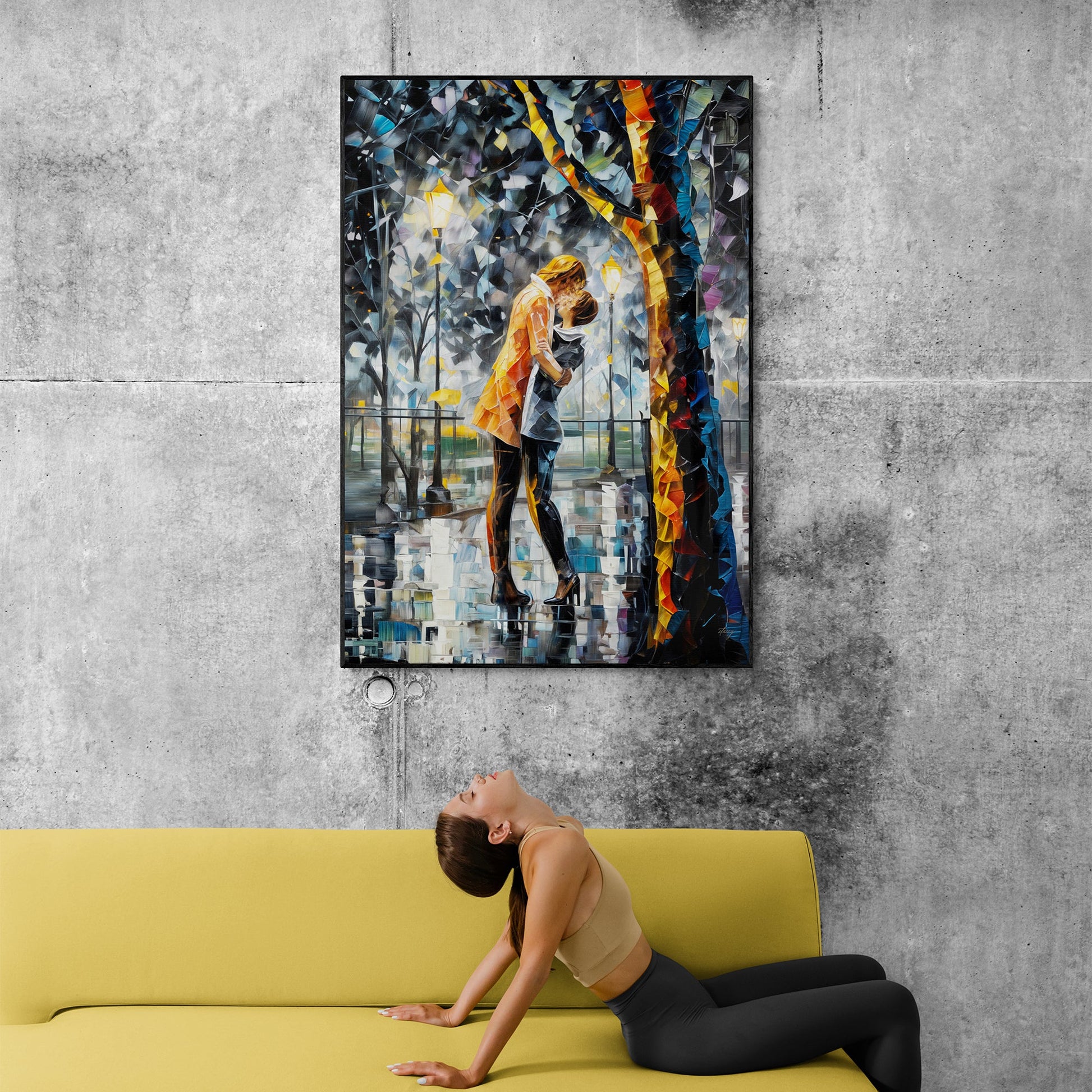 Canvas Print Kaleidoscope Kiss Tailored Canvases; kaleidoscopic couple kissing artwork on wall on Tampa Home & Garden Store